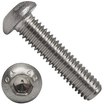 Винт с полукруглой головкой и внутренним шестигранником М5х12 DIN 7380 нержавеющая сталь А2